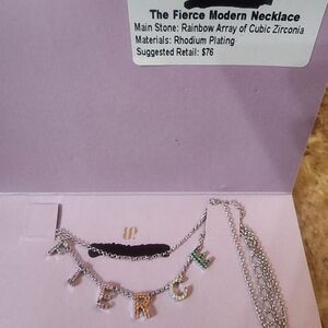 Modern Necklace with Rainbow Cubic Zirconia "Fierce" Firm Price $30